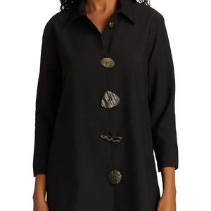 Caroline Rose - Travel Abstract Button Shirt - Black